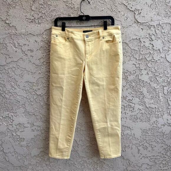Talbots Flawless Five Pocket Stretch Denim Lt Yellow Jeans Size 8 Petite - Picture 1 of 5